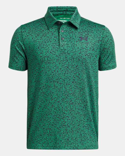 Under Armour Boys Playoff Printed Golf Polo Shirt - Green/Navy Under Armour Boys Playoff Printed Golf Polo Shirt - Green/Navy